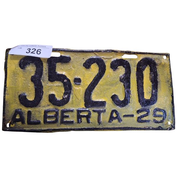 Vintage 1929 Alberta license plate repainted
