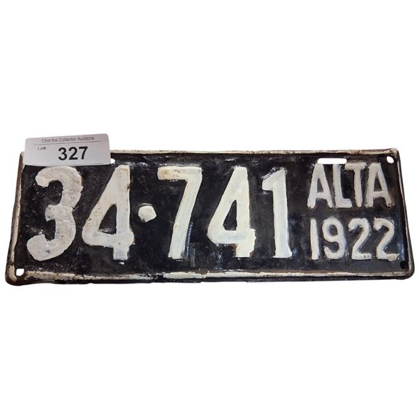 Antique 1922 Alberta license plate repaint