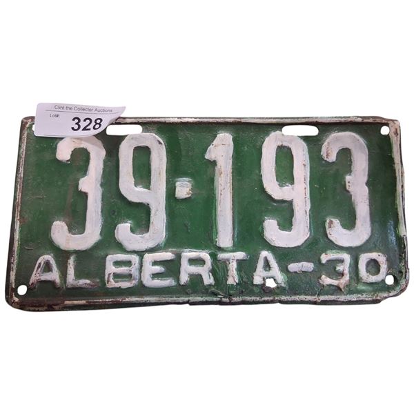 Vintage 1930 Alberta license plate repaint