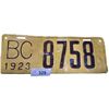 Image 1 : Antique 1923 BC license plate repaint
