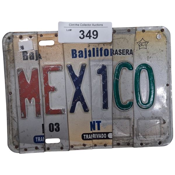 Mexico license plate art mounted on wood
