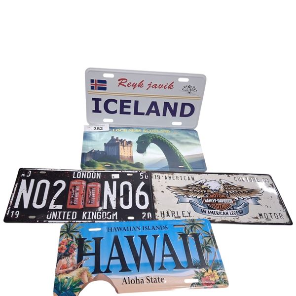 4 collectable license plates