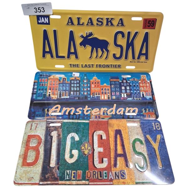 3 collectable license plates