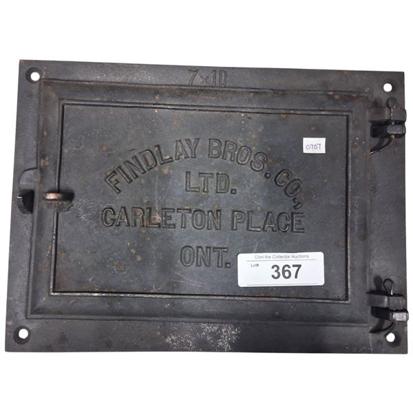 Antique cast iron fireplace door, 12"x9"