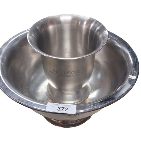 2 Gray Goose ice buckets, largest 16" dia