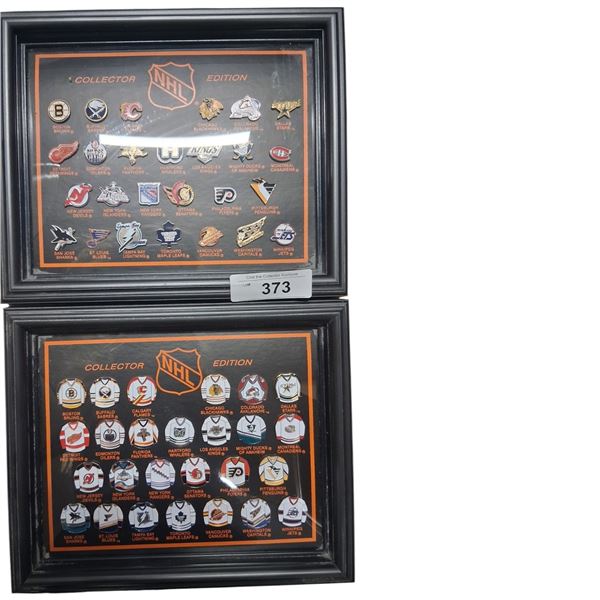 2 collector edition NHL framed pin collections 11"x9.5" ea