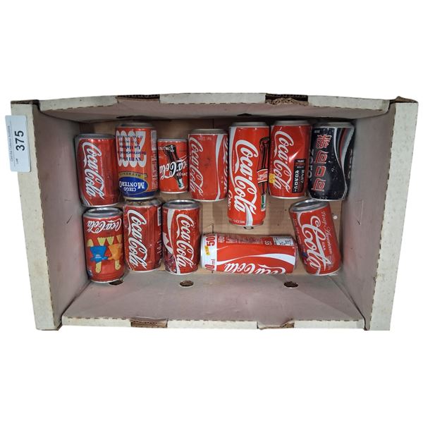 Collection of 12 different vintage Coca-Cola bottles from around the world