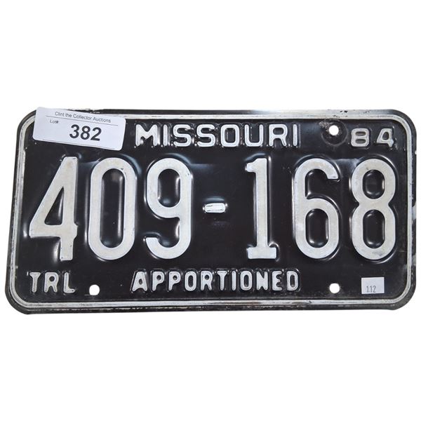 Vintage 1984 Missouri license plate