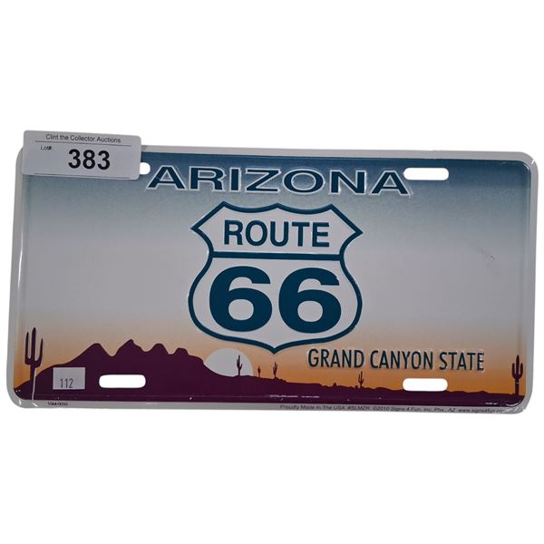Arizona Route 66 license plate