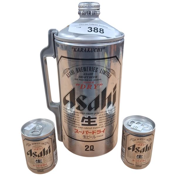3 piece Asahi beer cans full from Japan