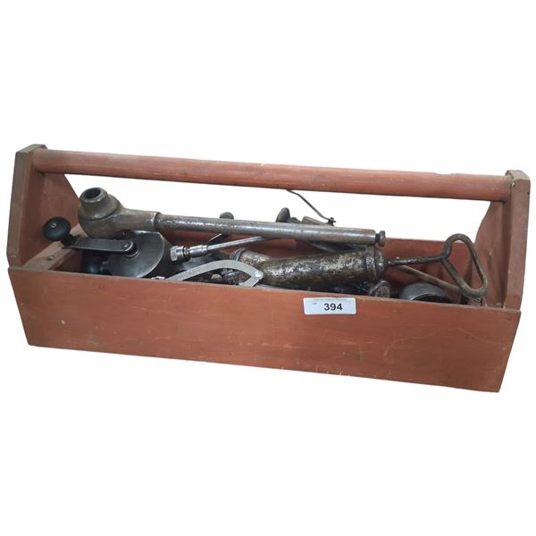 Vintage tool box with misc tools