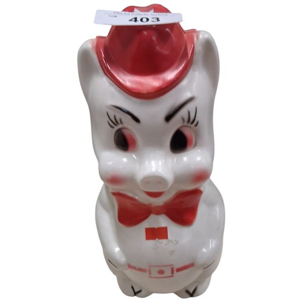 Vintage 70s piggy bank, 12" tall
