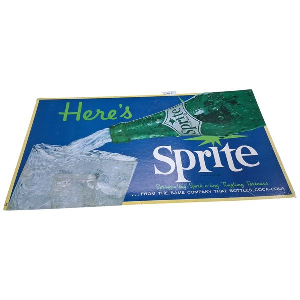 Large vintage Sprite cardboard sign 36"x20"