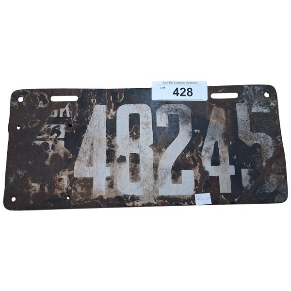 Antique 1919 Saskatchewan porcelain license plate