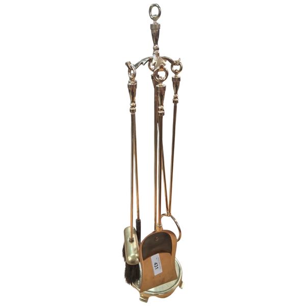 Vintage brass fireplace set 31" tall