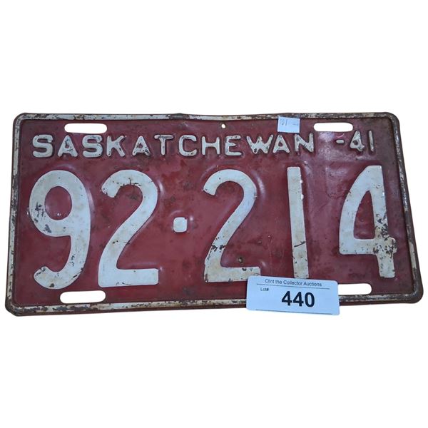 1941 Sask license plate