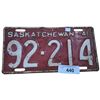 Image 1 : 1941 Sask license plate