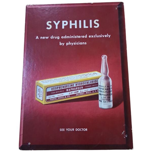 Original 1940s syphilis drug store cardboard sign 10"x7"
