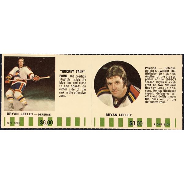 1976-77 COLORADO ROCKIES NHL PUCK BUCKS GAME CARD - BRYAN LEFLEY