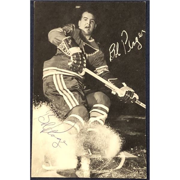 1969 ST. LOUIS BLUES 3.5"x5.5" POSTCARD - BOB PLAGER - SIGNED