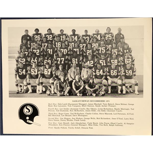 1975 SASKATCHEWAN ROUGHRIDERS TEAM PHOTO