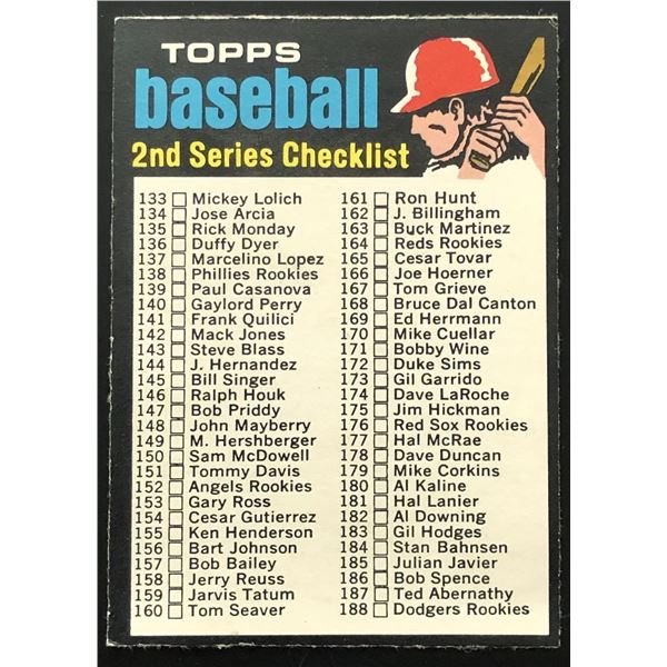 1971 O-PEE-CHEE 2nd SERIES CHECKLIST