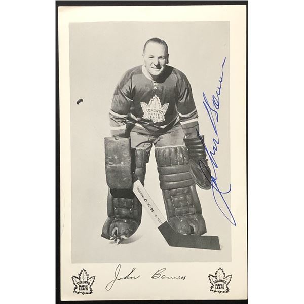 1965-66 JOHNNY BOWER (HOF) POST CARD - SIGNED