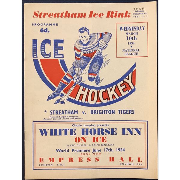 1953-54 BRITISH NATIONAL HOCKEY LEAGUE GAME PROGRAM