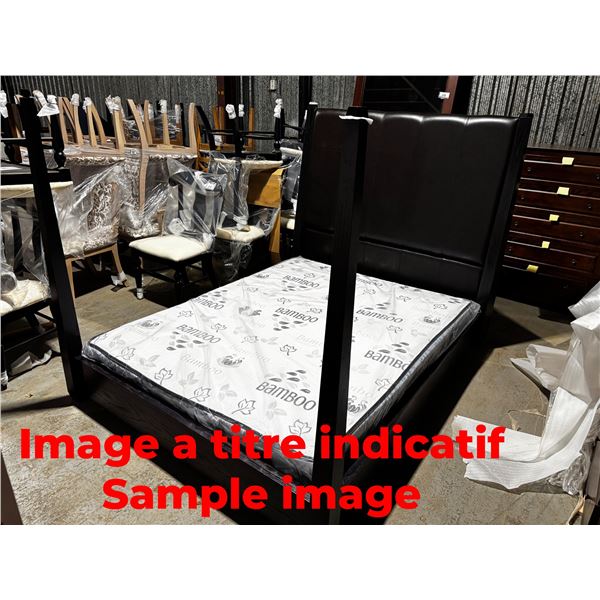 SHERMAG BED QUEEN 60" BLACK WOOD #137068 TL Z3 0752 (MATTRESS NOT INCLUDED)
