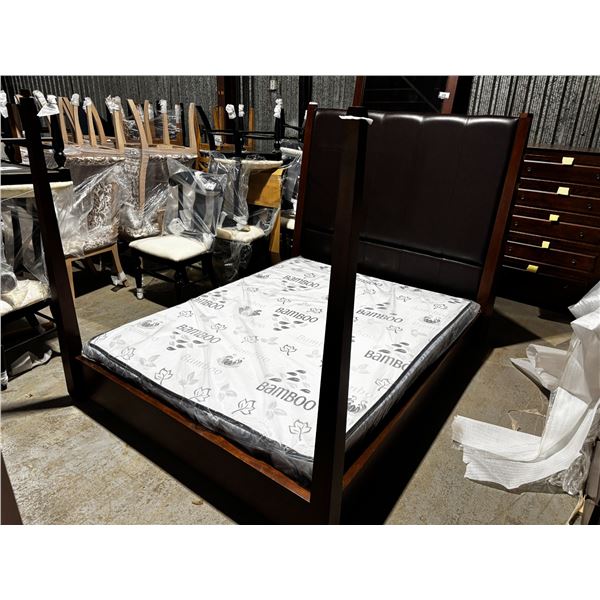 SHERMAG BED QUEEN 60" BROWN WOOD #137069 TL Z3 0752 (MATTRESS NOT INCLUDED)