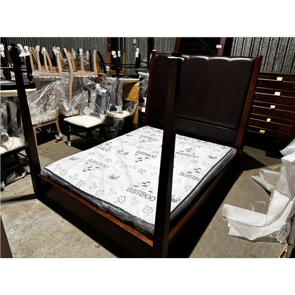 SHERMAG BED QUEEN 60" BROWN WOOD #137069 TL Z3 0752 (MATTRESS NOT INCLUDED)