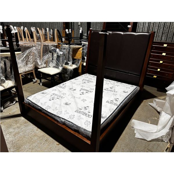 SHERMAG BED QUEEN 60" BROWN WOOD #137069 TL Z3 0752 (MATTRESS NOT INCLUDED)