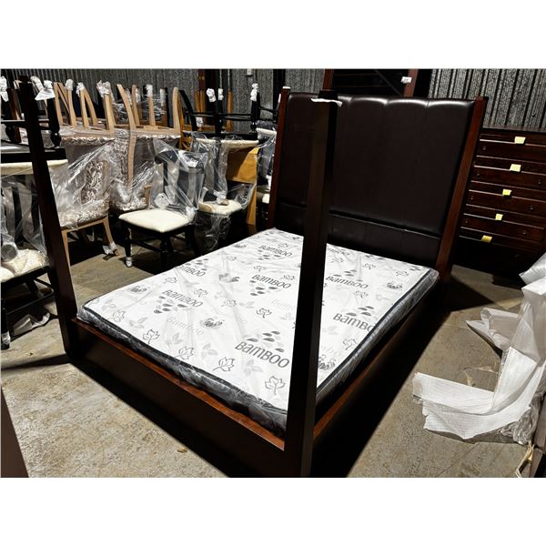 SHERMAG BED QUEEN 60" BROWN WOOD #137069 TL Z3 0752 (MATTRESS NOT INCLUDED)