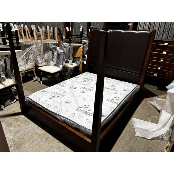 SHERMAG BED QUEEN 60" BROWN WOOD #137069 TL Z3 0752 (MATTRESS NOT INCLUDED)