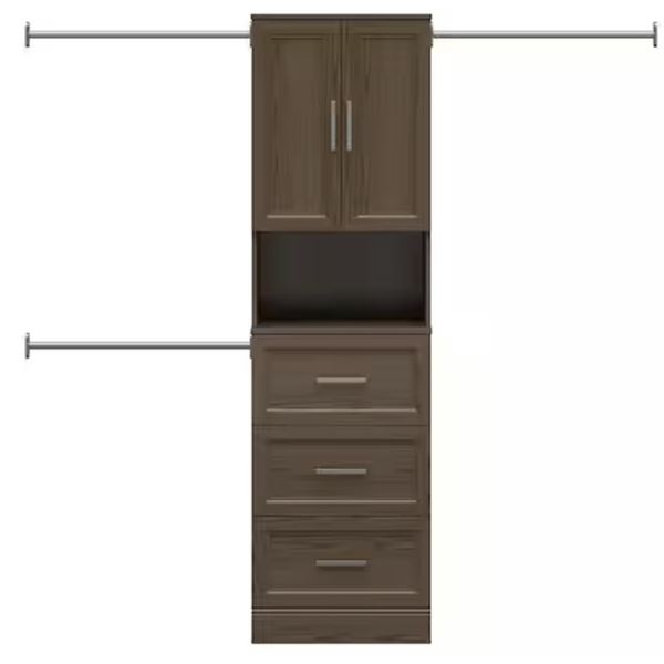 STYLEWELL REYNOLDS 25" CLOSET KIT WITH DRAWERS & DOORS 25"x16"x83" MEDIUM BROWN #2959342HD