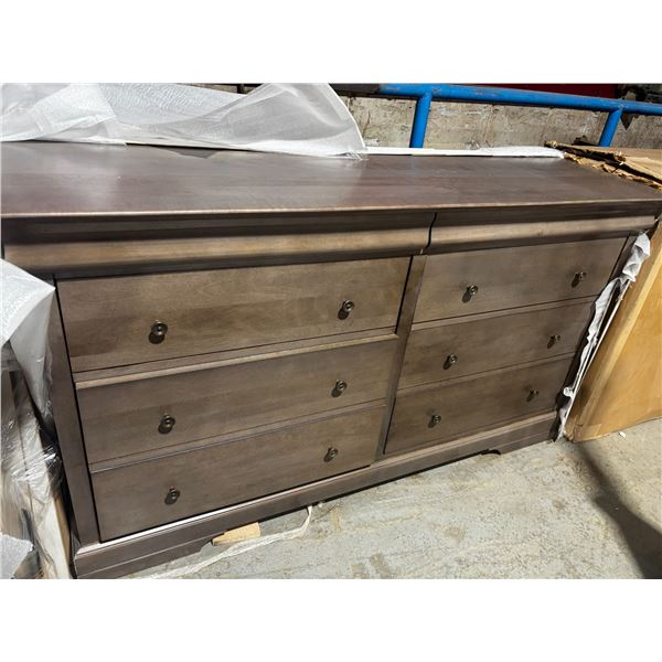 6-DRAWER DRESSER -GREY 63"x20"x35"