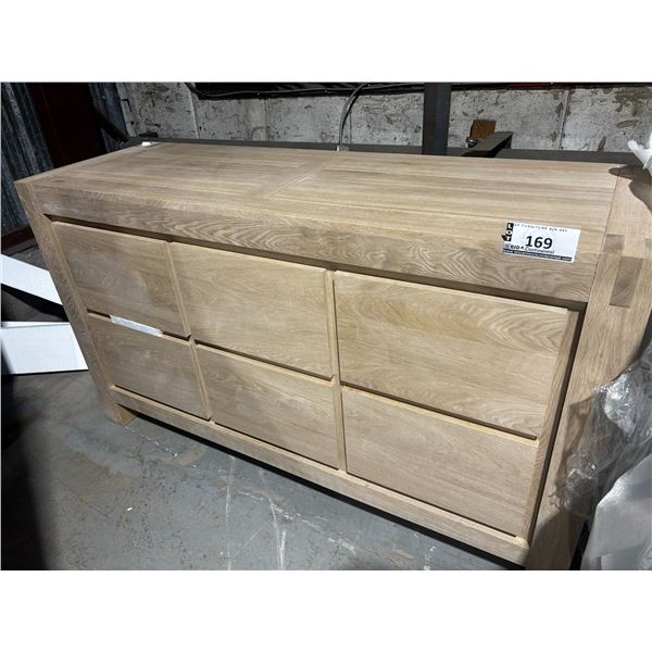 6-DRAWER DRESSER -NATURAL WOOD 59"x20"x34"