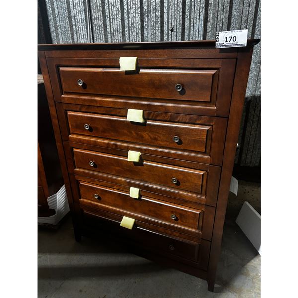 5-DRAWER DRESSER -BROWN 38"x18"x57"