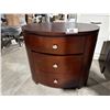 Image 1 : 3-DRAWER SIDE TABLE -OVAL 33"x22"x29" **DAMAGED**
