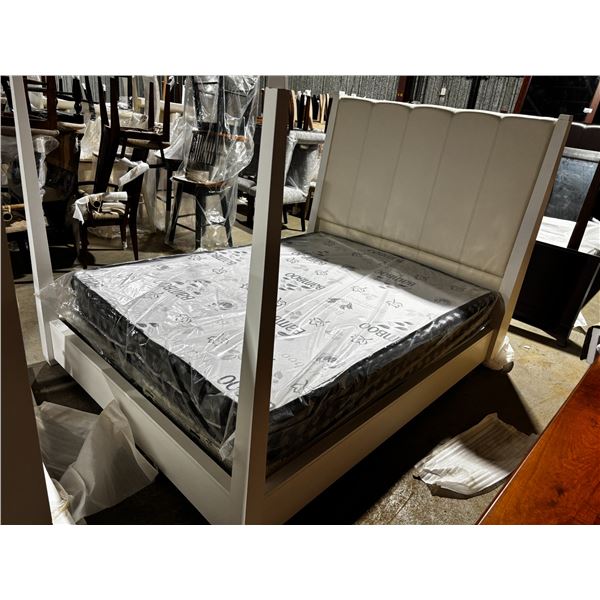 QUEEN BED WHITE 66"x89" (MATTRESS NOT INCLUDED)