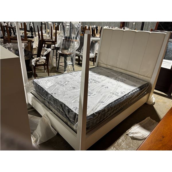 QUEEN BED WHITE 66"x89" (MATTRESS NOT INCLUDED)