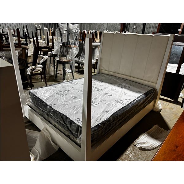 QUEEN BED WHITE 66"x89" (MATTRESS NOT INCLUDED)