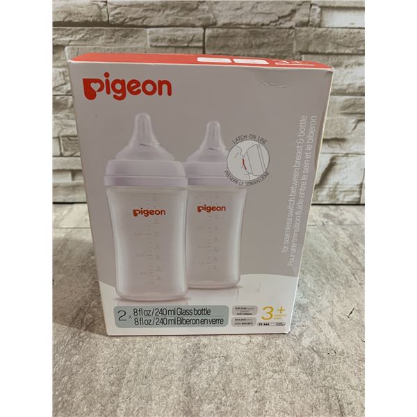 Lot Of 2 Pigeon Wide Neck Glass Nursing Bottles - 240mL Each