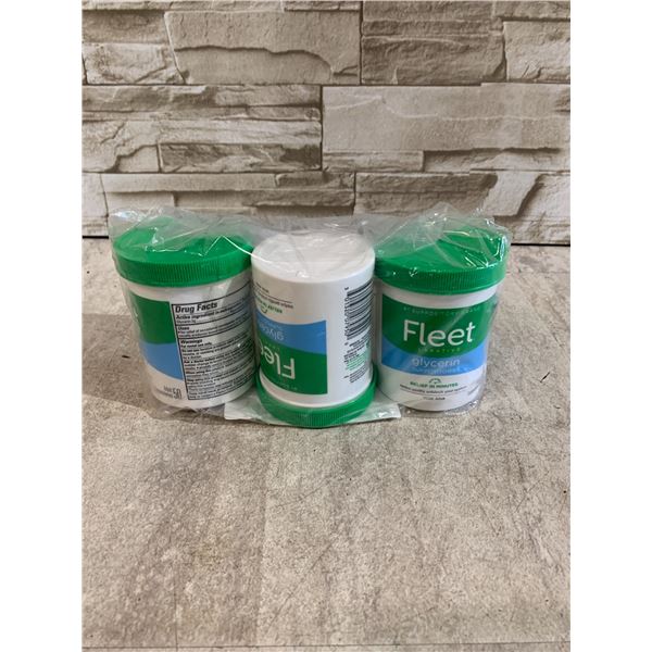 Lot Of 3 Jars Of Fleet Laxative Glycerin Suppositories - 50 Adult Suppositories Per Jar