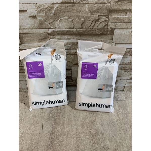 Lot Of 2 Bags Of 20 White Trash Bags