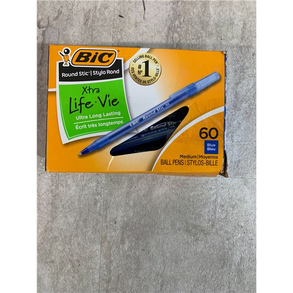 BIC Round Stic Xtra Life Vie Ultra Long Lasting Blue Ball Point Pens - 60 PCS