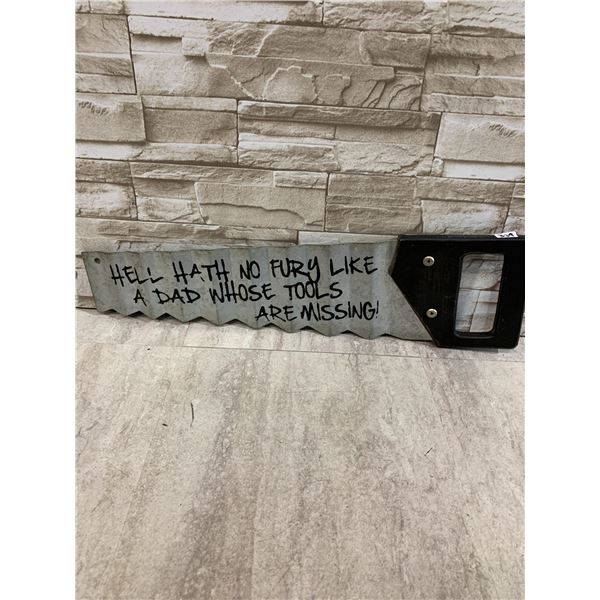 Saw Themed Metal Sign