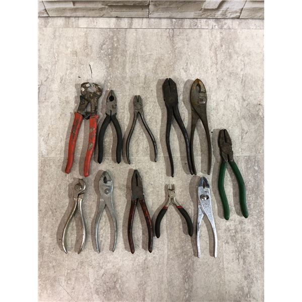 Lot Of 11 Pliers, Snips & Assorted Handtools