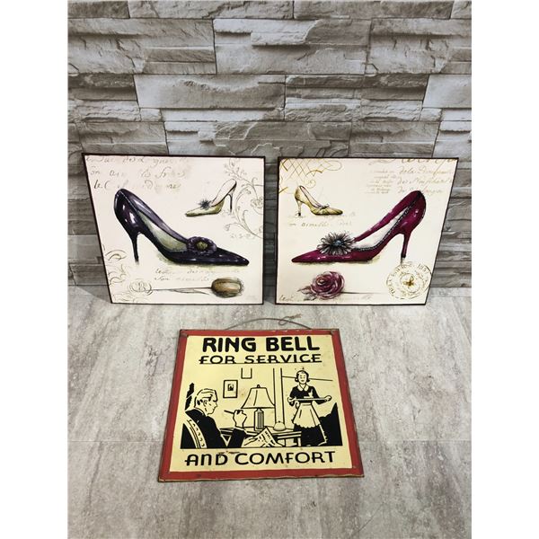 Lot Of 3 Metal Sign Decorations