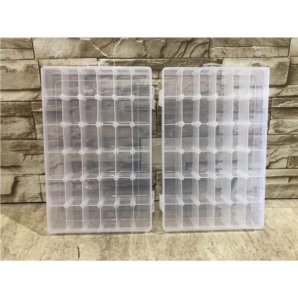 Lot Of 2 Clear Plastic Multi Compartment Storage Boxes